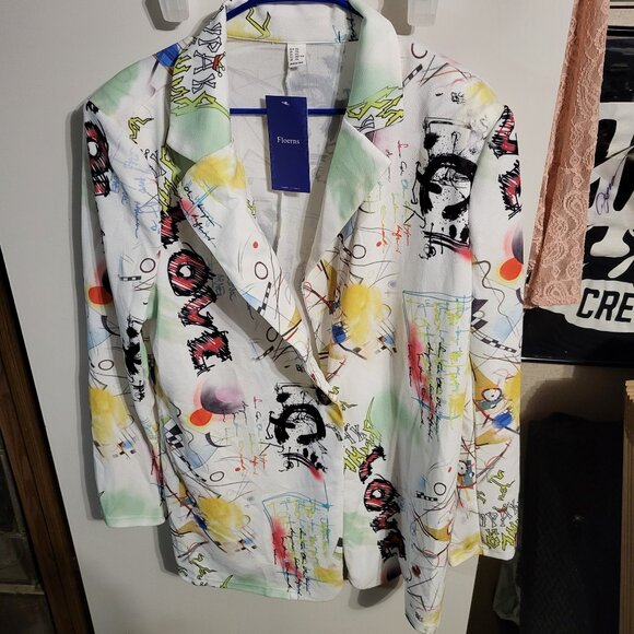 NWT VINTAGE 80'S STYLE GRAFITTI ART PRINT CASUAL JACKET BLAZER SZ XXL - Picture 1 of 8